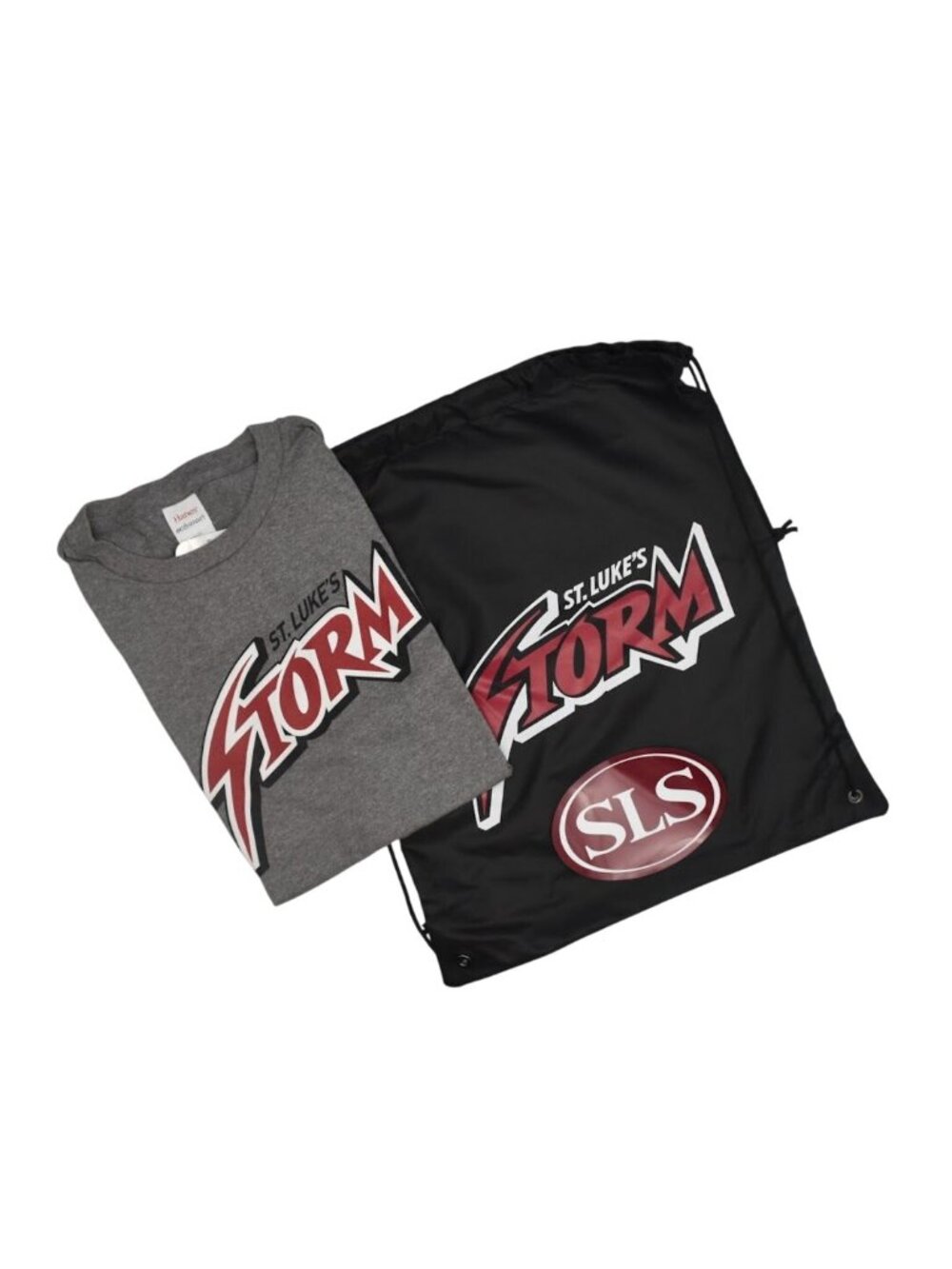 St Lukes Storm Bundle T Shirt Adult S Nylon Drawstring Bag Backpack Sack Magnet
